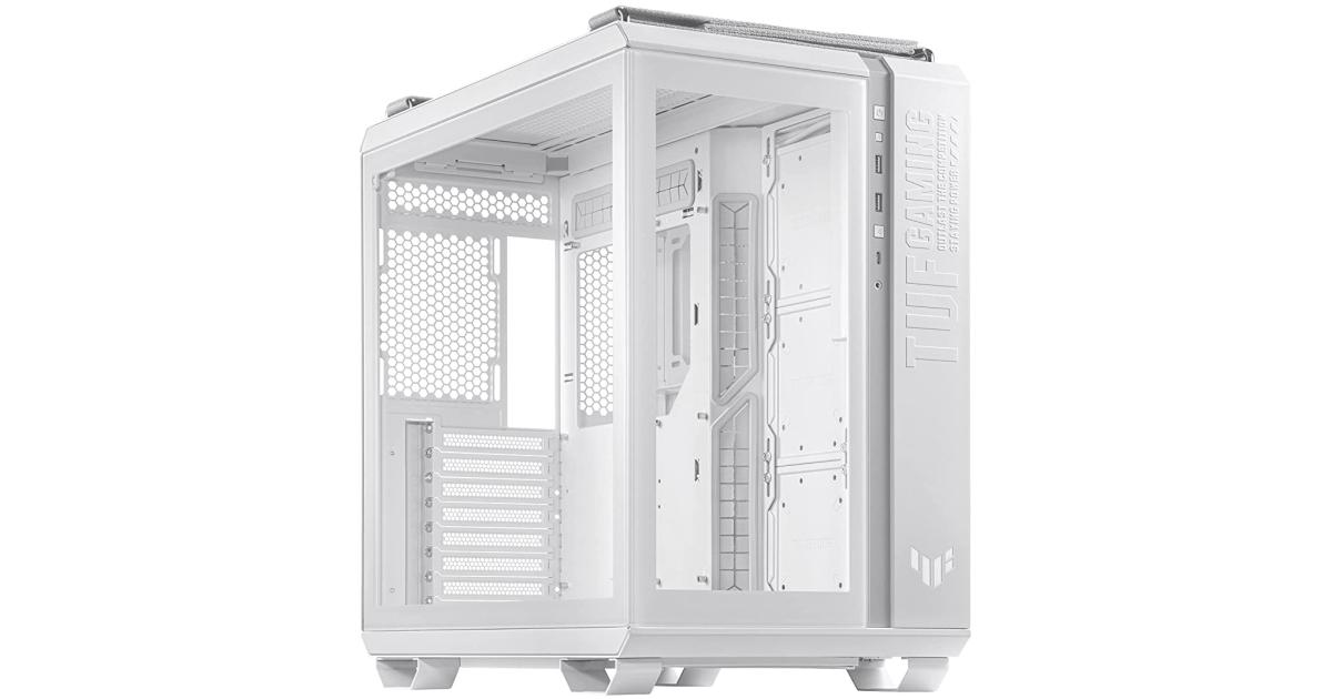 ASUS TUF GT502 Mid Tower Dual Chamber Design Independent Cooling Zones for The CPU & GPU Tool-Free Side Panels USB 3.2 Gen 2 Type-C - White
