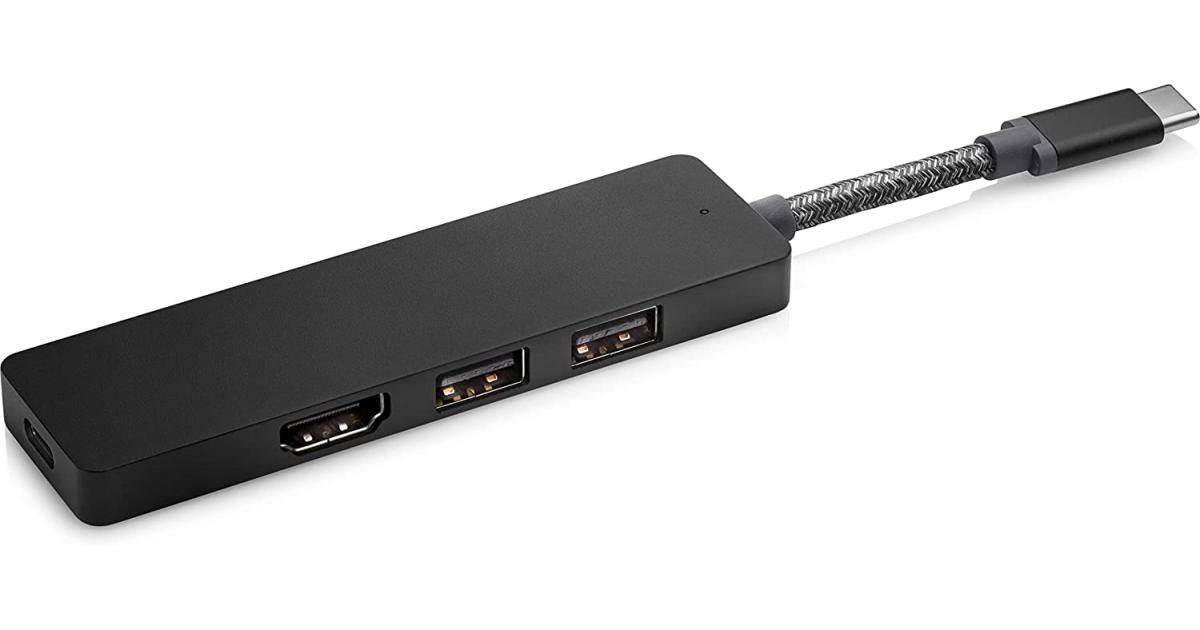 HP Elite USB-C Hub with 90w USB-C Port and Charging with USB-A HDMI Ports - Black