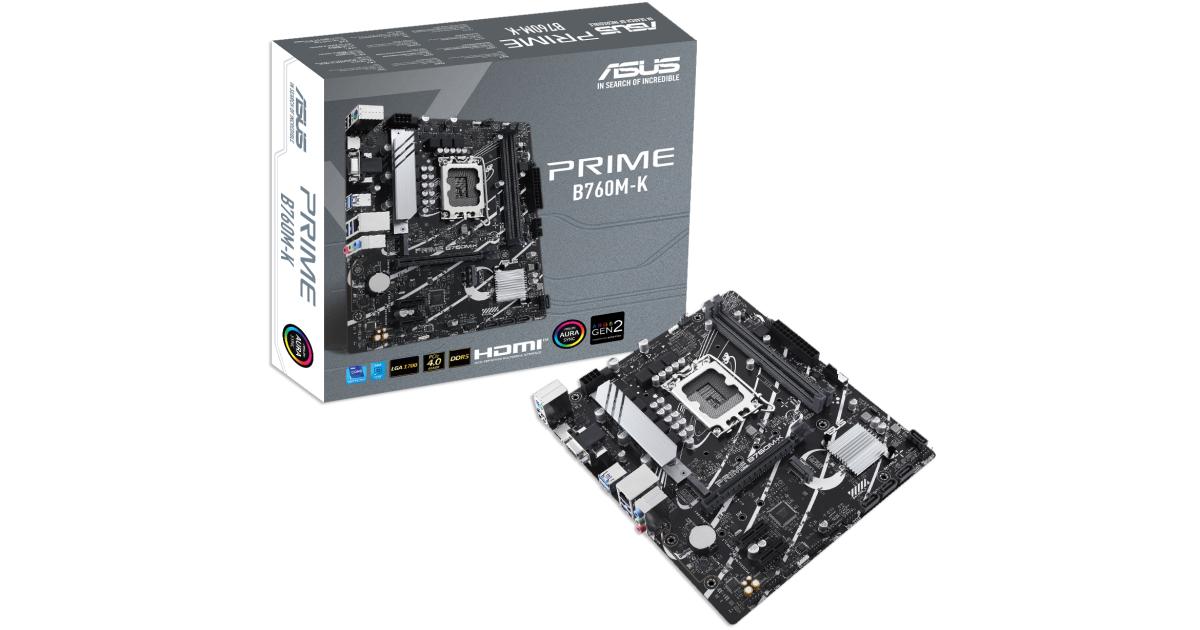 لوحة أم (Motherboard) ASUS PRIME B760M-K DDR5 Intel 13th Gen PCIe 4.0 2xM.2 2.5Gb Ethernet USB 3.2 Gen 1, Aura Sync