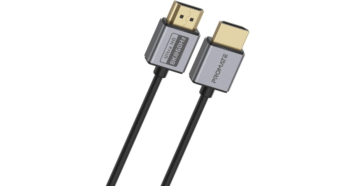 Promate PrimeLink8K-150 HDMI 2.1 Cable 1.5m Slim 48Gbps Bandwidth 8K@60Hz UHD Dynamic HDR eARC Wire - Black