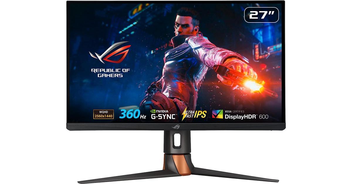 ASUS ROG Swift PG27AQN 27" Fast IPS 360Hz HDR600 2K 1ms G-SYNC Eye Care NVIDIA® Reflex Analyzer VESA Wall Mountable