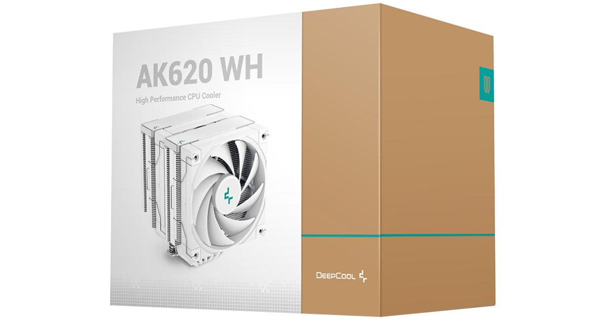 معالج DeepCool AK620 White Air Cooler Mighty 260w TDP 6 Copper Heat Pipes Dual-Tower Cooler w/ FK120 Fans 120mm PWM 1850RPM