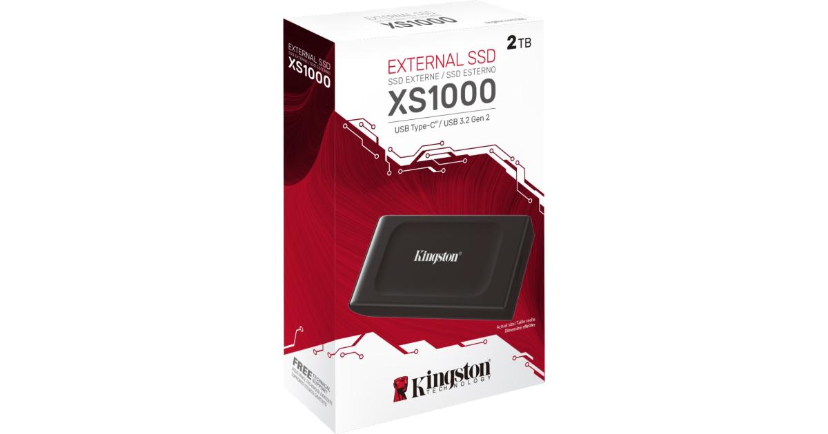Kingston XS1000 2TB High Performance Pocket-Sized External SSD USB C w/ USB-C to USB-A Cable
