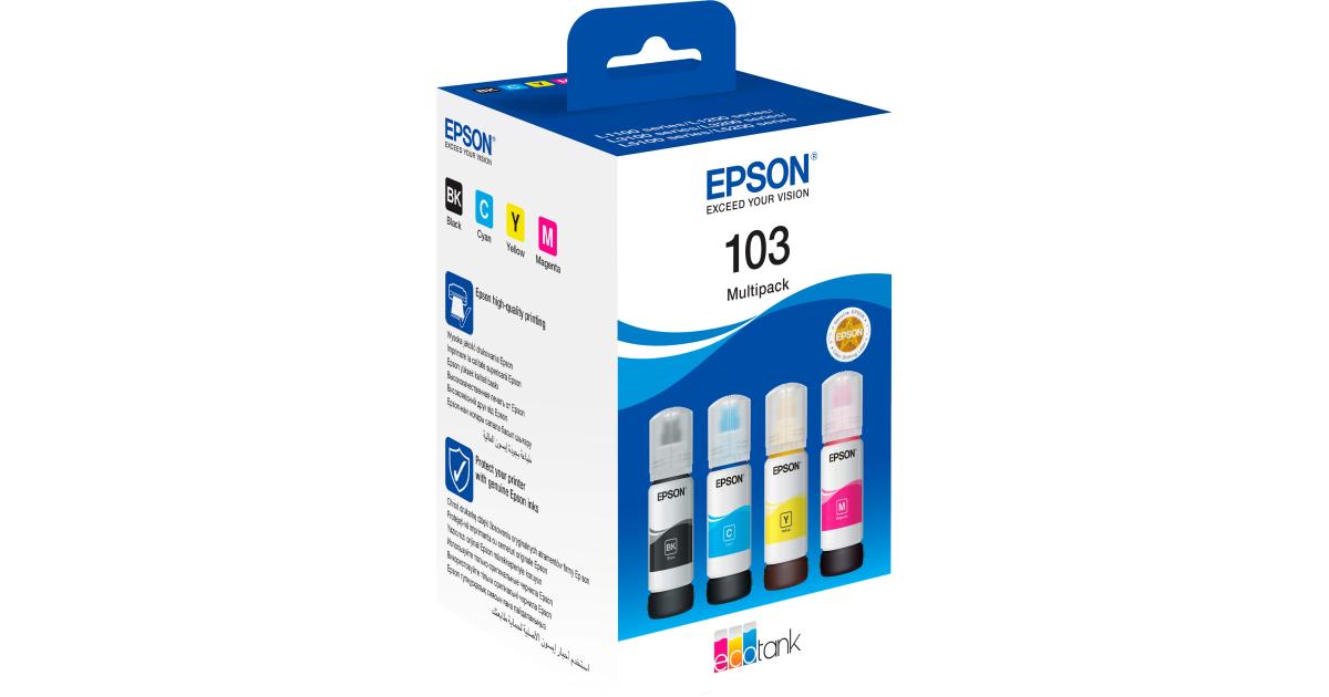 Epson 103 EcoTank 4-Colour Multipack Ink Bottles 260 ml ( Black , Cyan , Magenta , Yellow )