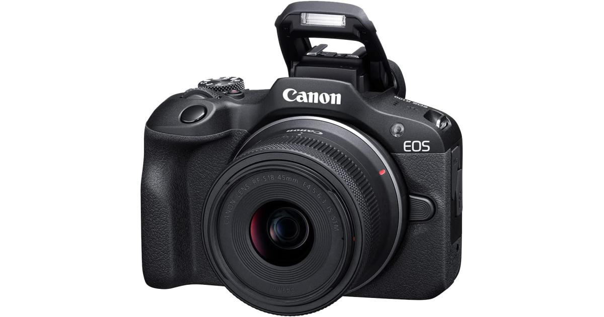 Canon EOS R100 24.1 MP Mirrorless Camera 4K 24p Video with Crop Full HD 60p Wi-Fi Bluetooth w/ RF-S18-45mm F4.5-6.3 Lens