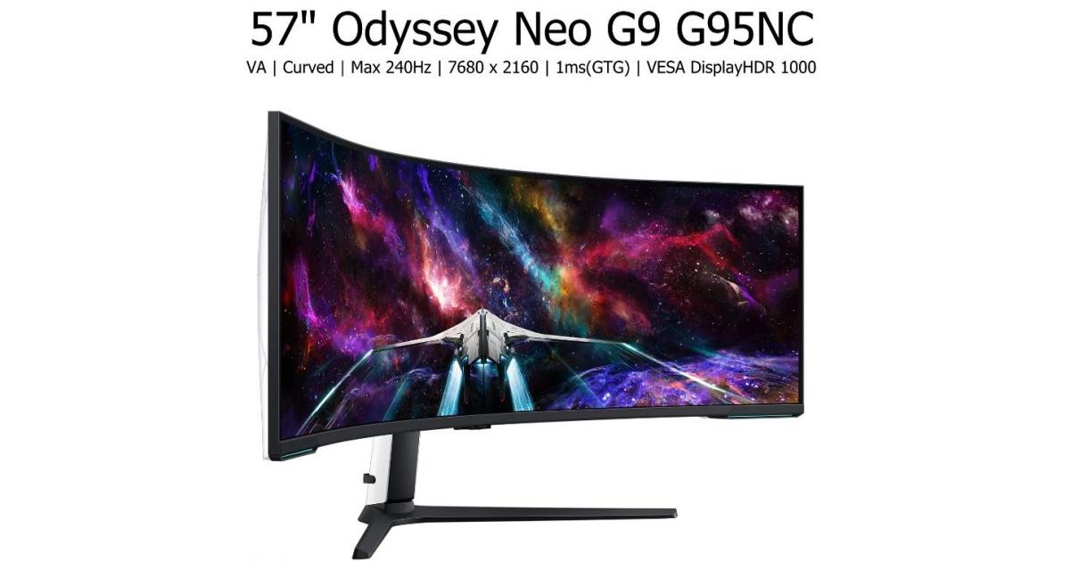 SAMSUNG 57" Odyssey Neo G9 G95NC Quantum Mini-LED Dual 4K UHD 1000R Curved 240Hz 1ms DisplayHDR 1000 AMD FreeSync Premium Pro w/ 2.1 DP & HDMI