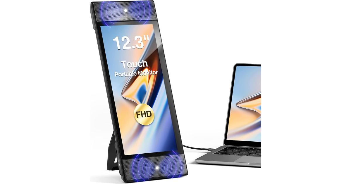 V2COM L2 13" Portable IPS HD Touch Screen High Brightness 300CD/㎡ Foldable Kickstand/Dual Speakers Travel For Windows Mac PC Laptop Phone PS5/Switch