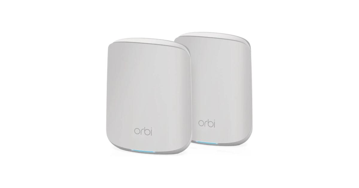 راوتر NETGEAR (RBK352) Orbi Mesh AX1800 (Up to 1.8 Gbps) Wi-Fi 6 Dual Band with 1 Satellite Extender Whole Home Coverage up to 2,500 sq. ft. and 30 Devices (2-Pack)