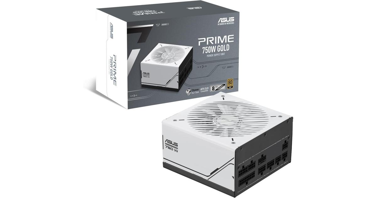 ASUS Prime 750W Gold ATX 3.0 Fully Modular 80+ Gold Certified Dual Ball Bearings Two Color Options in One