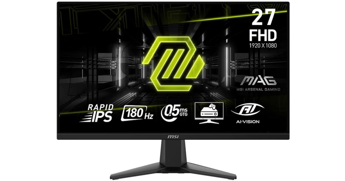 MSI MAG 275F 27" Rapid IPS Full HD 0.5ms 180Hz AI Vision AMD FreeSync™ w/ 2x HDMI & Displayport Interface - Black