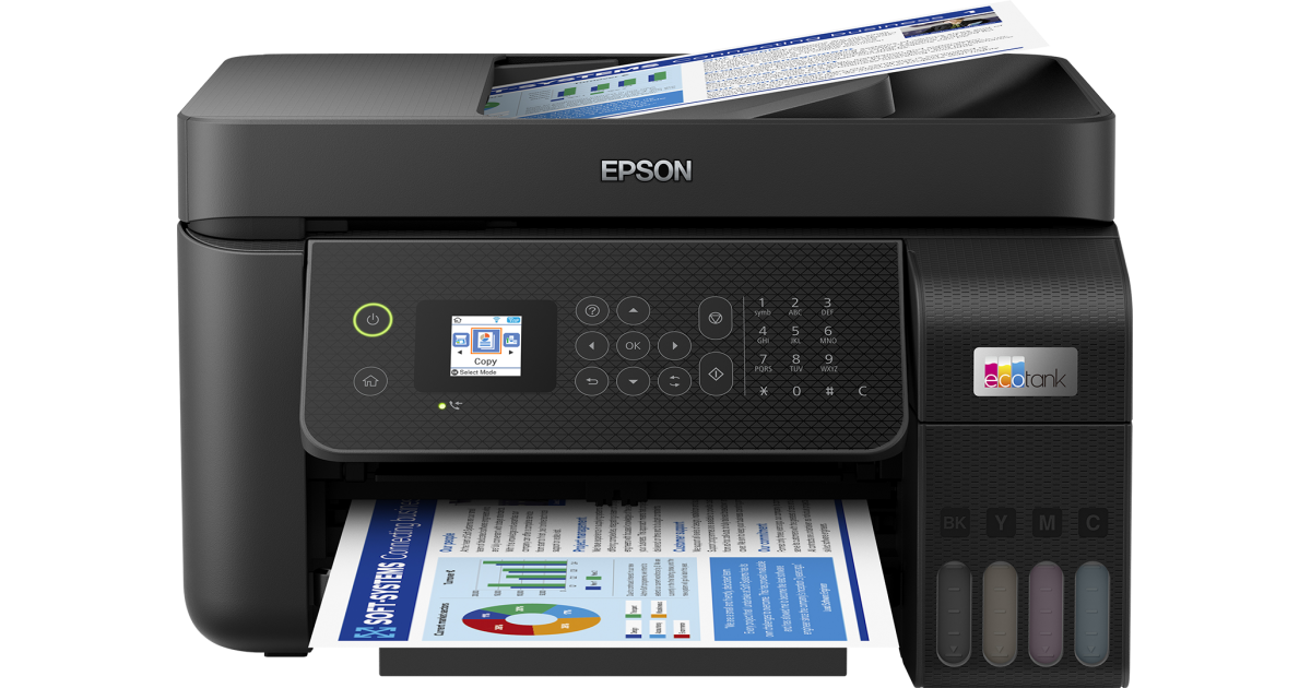طابعة Epson Ecotank L5290 3-In-1 Office Ink Tank A4 Colour w/ ADF Wi-Fi & Color LCD Screen up to 33ppm/15ppm - Black