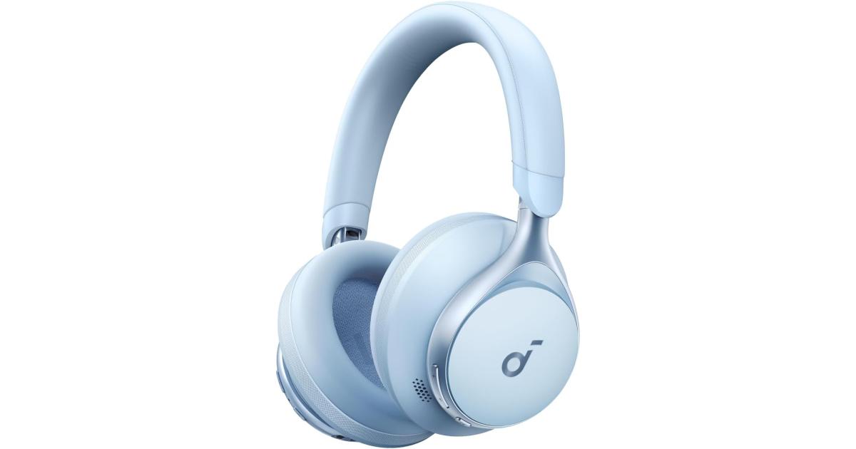 سماعات Anker Soundcore Space One, Active Noise Cancelling , 2X Stronger Voice Reduction, 40H ANC Playtime, App Control, LDAC Hi-Res Wireless Audio, Comfortable Fit, Clear Calls, Bluetooth 5.3 - Blue