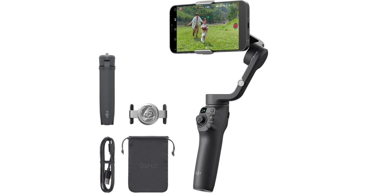 DJI Osmo Mobile 6 Gimbal Stabilizer for Smartphones, 3-Axis Phone Gimbal, Built-In Extension Rod, Object Tracking, Portable and Foldable, Vlogging Stabilizer, YouTube TikTok, Slate Gray