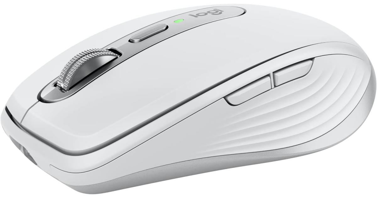 Logitech MX Anywhere 3S Fast Scrolling 8K DPI Any-Surface Tracking Quiet Clicks Programmable Buttons, USB C, Bluetooth, Windows PC, Linux, Chrome, Mac - Pale Grey
