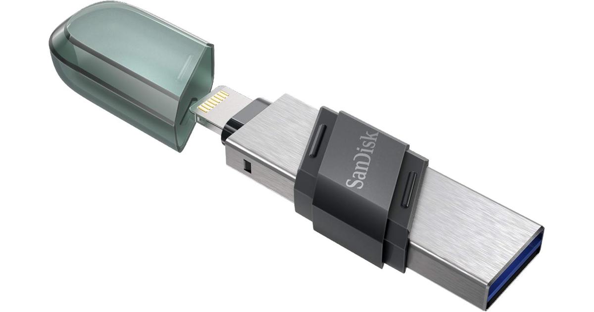 SanDisk 256GB iXpand Flash Drive Flip 2-in-1 Flash Drive w/ Lightning & USB Type-A Connectors Password-Protect Easily Free up Space Your iPhone - Sea Green