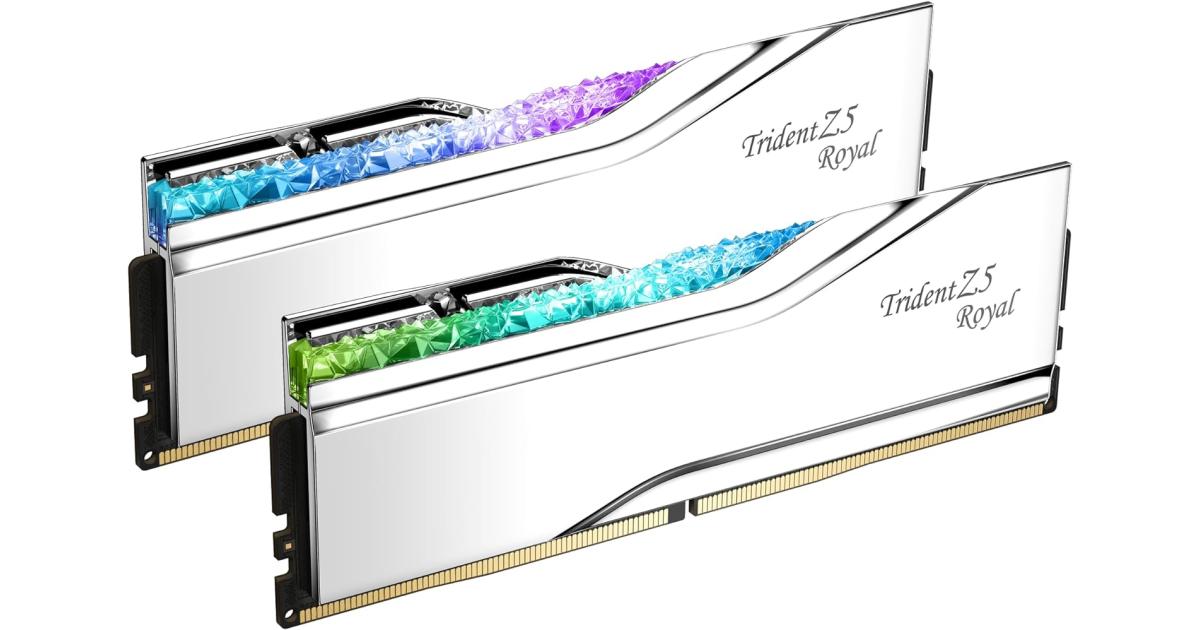 رام G.SKILL Trident Z5 Royal (Intel XMP 3.0) RGB Series 32GB (2 x 16GB) PC DDR5 6400 Desktop Memory - Silver