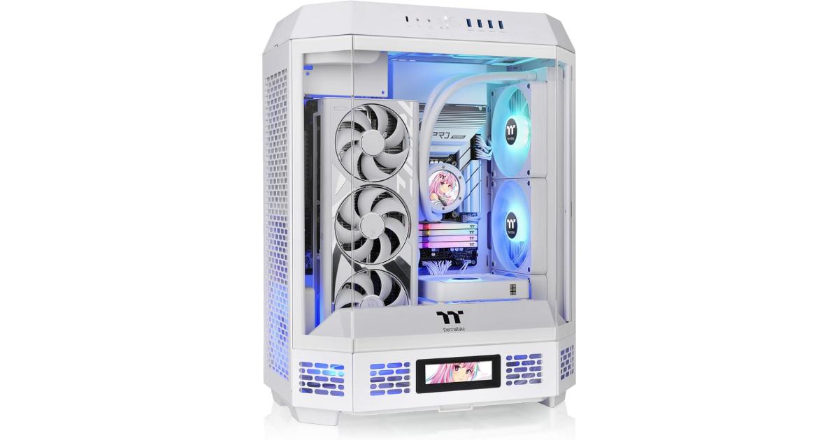 Thermaltake The Tower 600 Mid-Tower 3 Tempered Glass Panels Hidden-Connector Support Motherboard Rotational PCI-e Slots - White