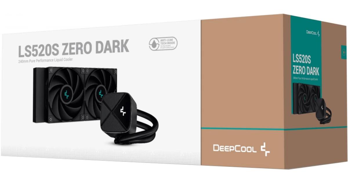 معالج DeepCool LS520S ZERO DARK Liquid Cooler 240mm 3100RPM 280W TDP AIO Cooler Anti-Leak Tech Water Cooler Textured Block For AMD & Intel - Black