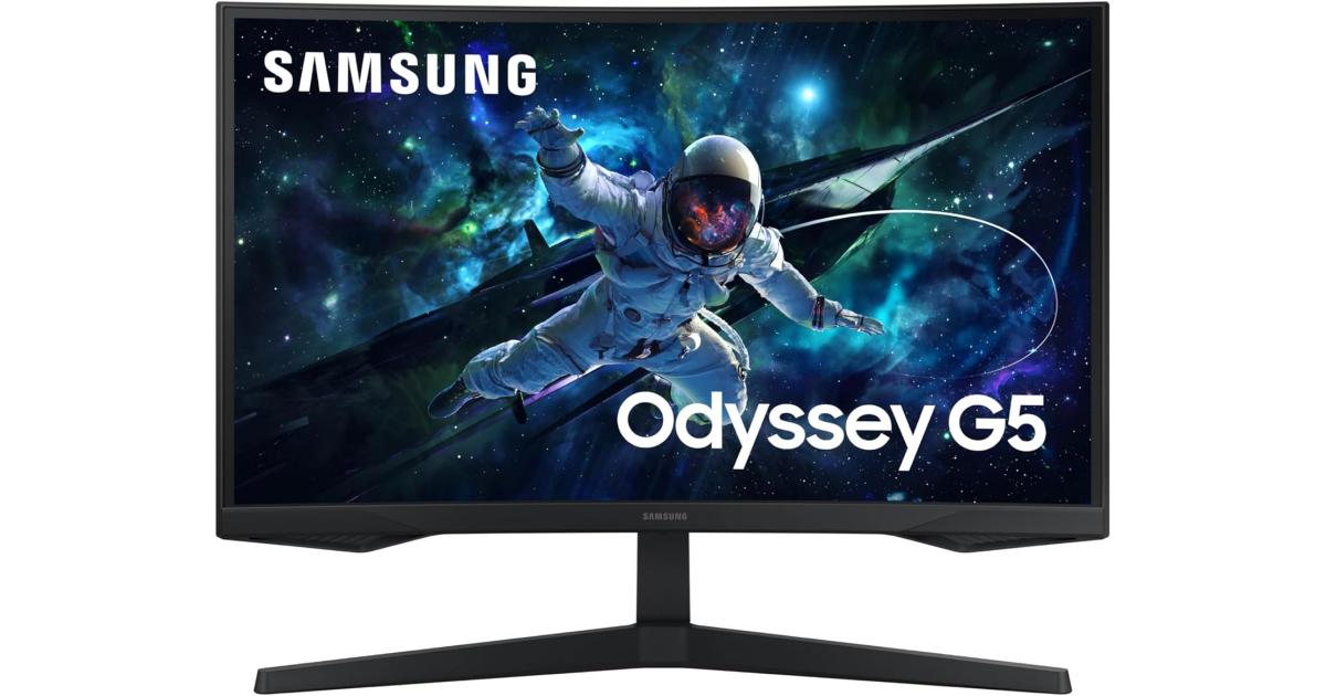 سامسونج 27 بوصة أوديسي G5 (2023) G55C 2K HDR10 165 هرتز 1 مللي ثانية 1000R منحني AMD FreeSync - أسود