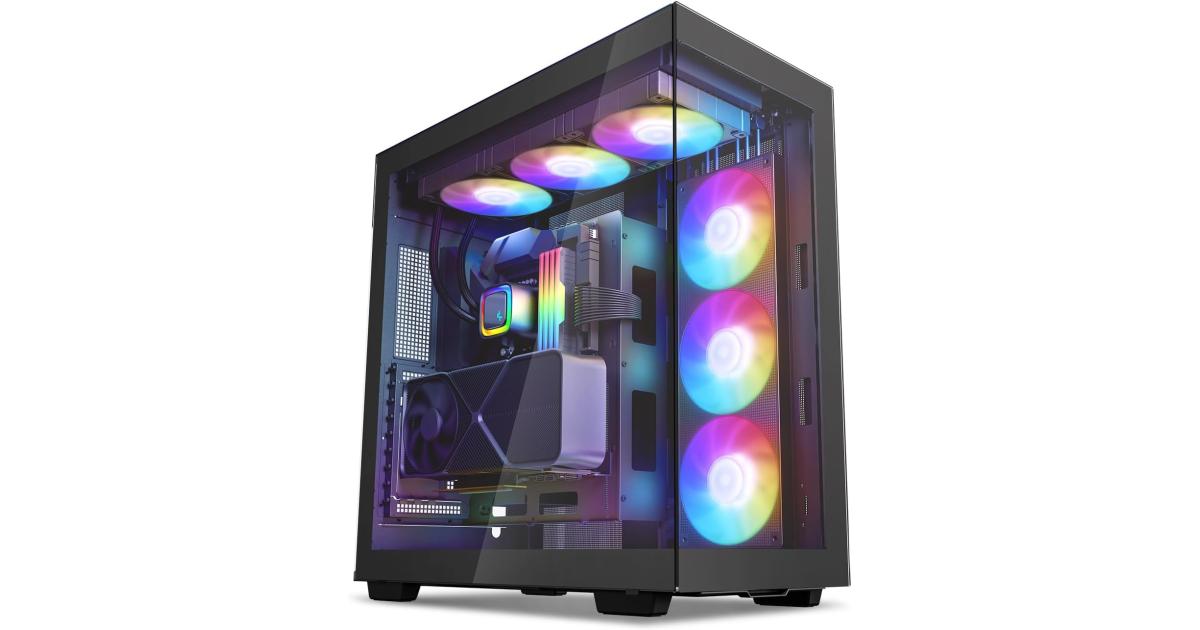 DeepCool CH780 ATX+ Panoramic Dual Chamber w/ Vertical Mount & Gen 4 Riser Cable Tempered Glass 3x Trinity 140mm ARGB Fans - Black
