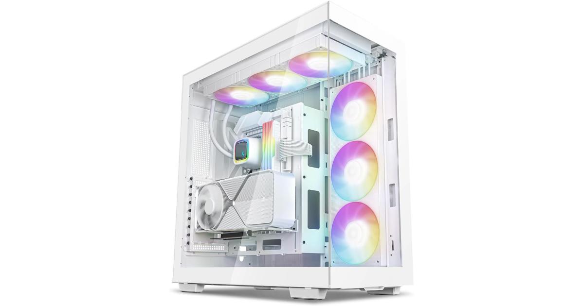 DeepCool CH780 ATX+ Panoramic Dual Chamber w/ Vertical Mount & Gen 4 Riser Cable Tempered Glass 3x Trinity 140mm ARGB Fans - White