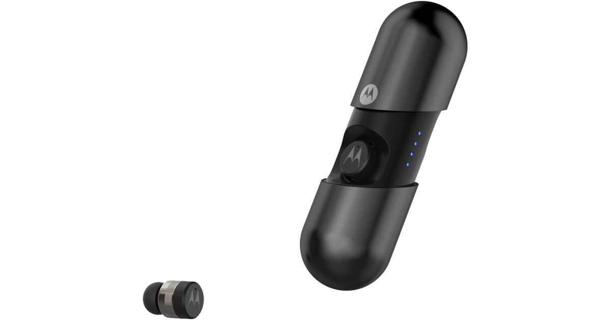 Motorola Vervebuds 400 True Wireless Earbuds with Sleek Innovative Design & Portable Charging Case –Black