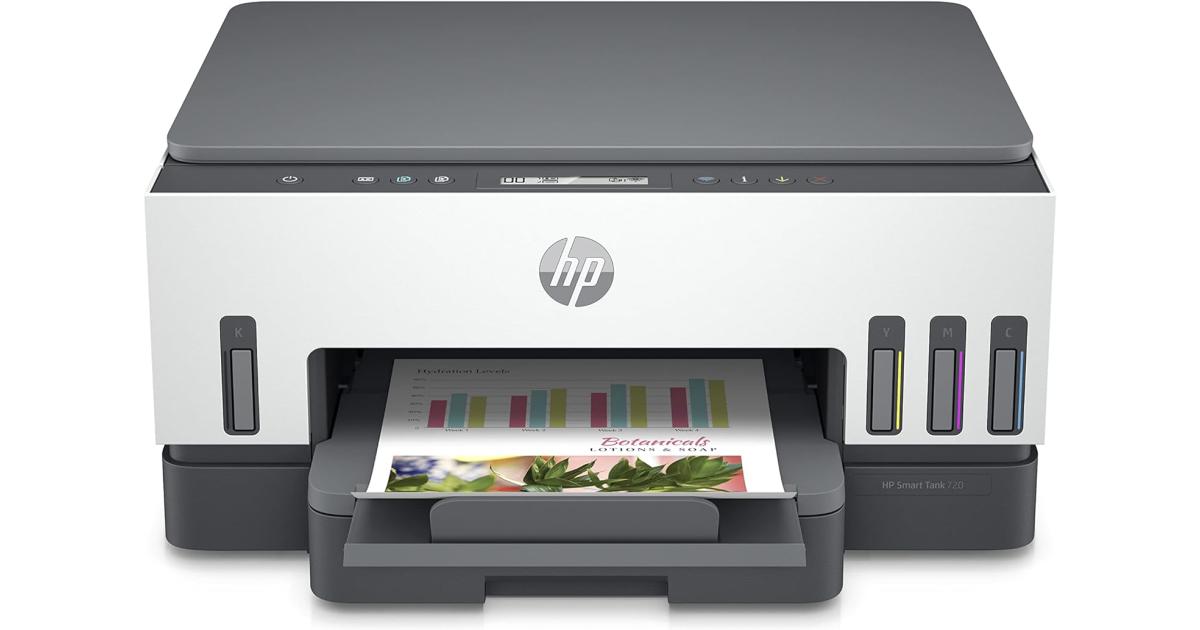 طابعة HP Smart Tank 720 WiFi Duplex Mutifunction Print, Scan, Copy w/ Wireless Auto Ink & Paper Sensor ( up to 12000 Black & 8000 Colour)