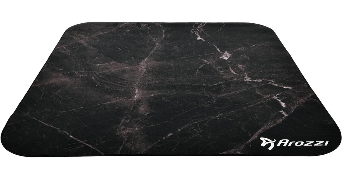Arozzi Floor Mat Zona Quattro Microfiber Gaming Chair Floor Mat for Carpet Anti-Slip Noise Dampening Floor Mat for Office Chair - Black Marble