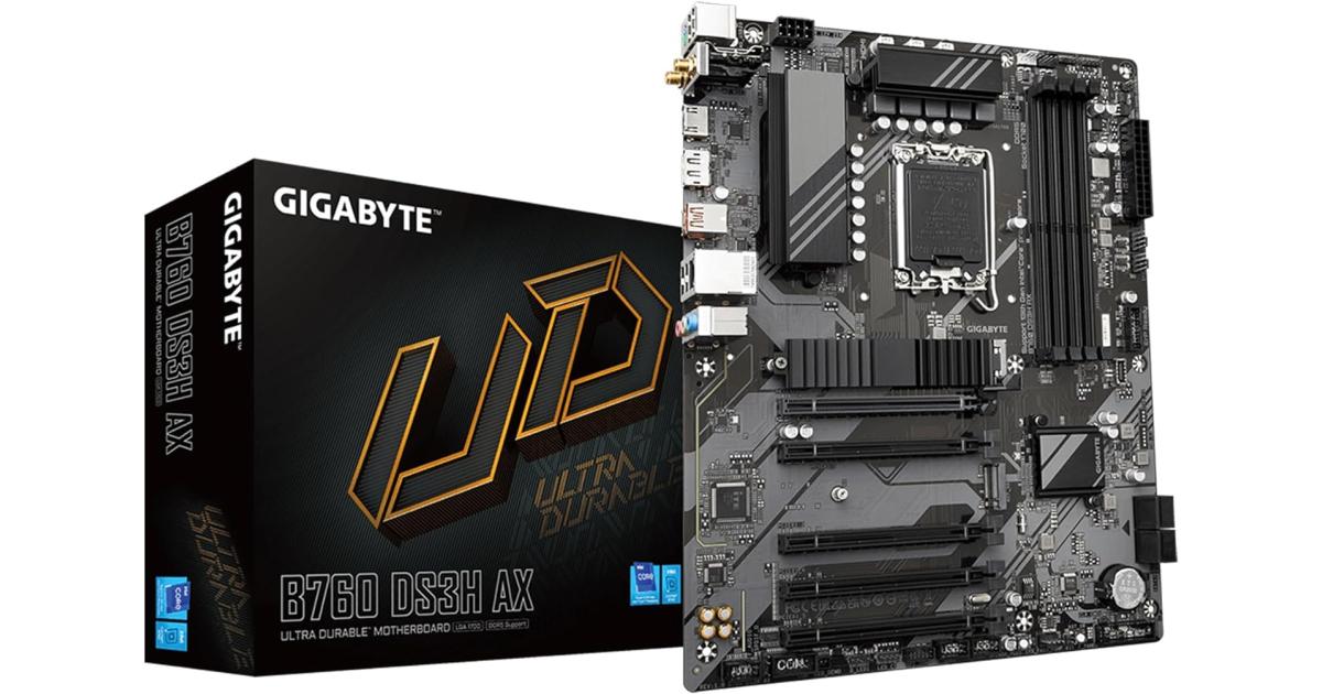 لوحة أم (Motherboard) GIGABYTE B760 DS3H AX WiFi 6E Intel B760 ATX DDR5 2x M.2 PCIe 4.0 USB 3.2 Gen 2 Type-C 2.5GbE LAN