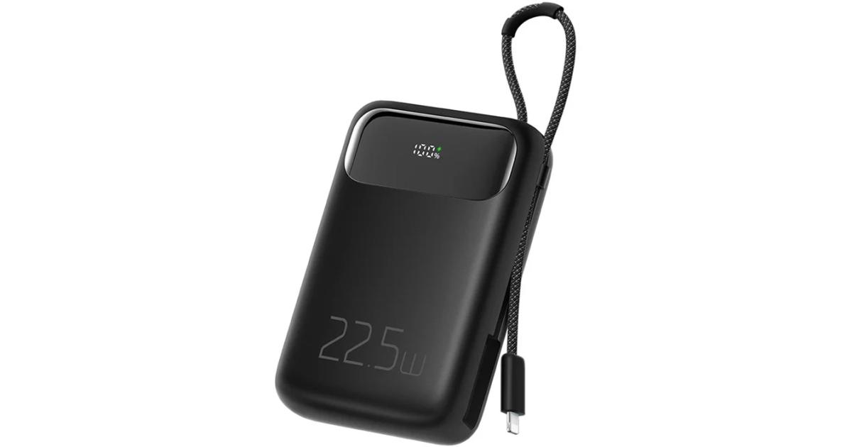 باور بنك (شاحن متنقل) MCDODO MC-325 PD 22.5W with iP Cable, 10000mAh Phone Battery Pack Portable Charger - Black