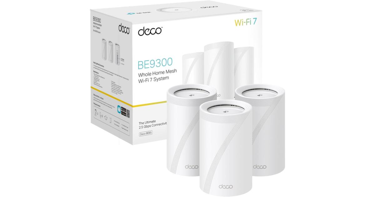 TP-Link Deco BE65 BE9300 Whole Home Tri-Band WiFi 7 Mesh Speeds up to 9214 Mbps AI-Driven Connect Over 200 Devices Ideal for Gaming & 4K 2.5G (3-Pack)