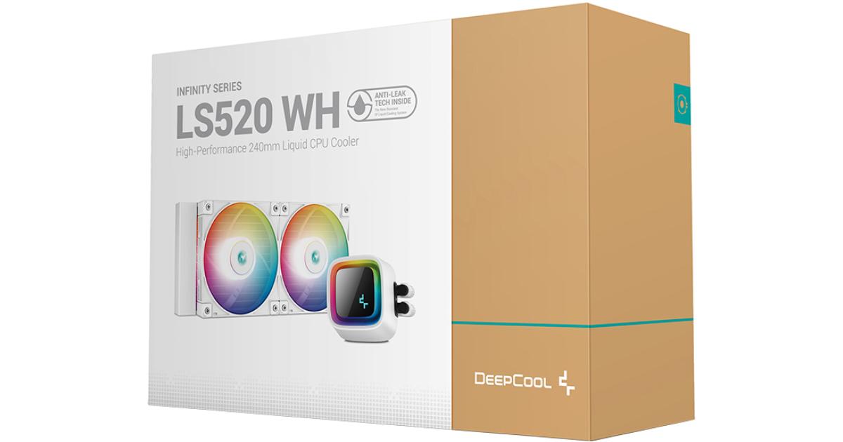 معالج DeepCool LE520 Liquid Cooler 220W TDP AIO 240mm ARGB PWM Fan Copper Heatsink Aluminium Radiator Anti-Leak Tech Water Cooler Intel & AMD - White