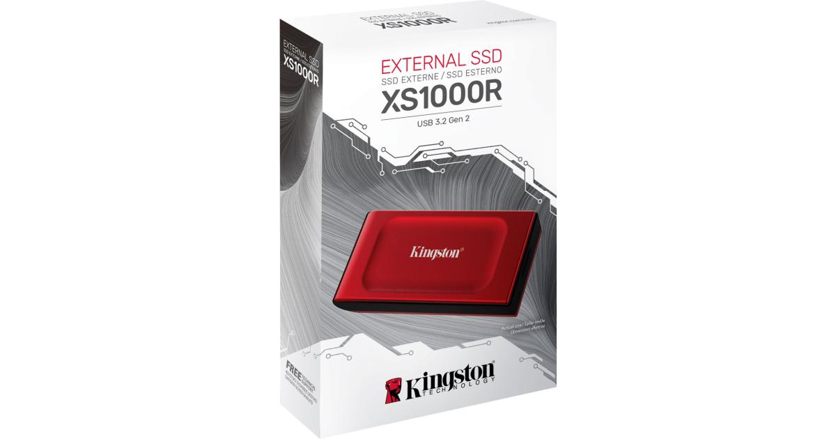 SSD خارجي Kingston XS1000 1TB High Performance Pocket-Sized USB C w/ USB-C to USB-A Cable - Red