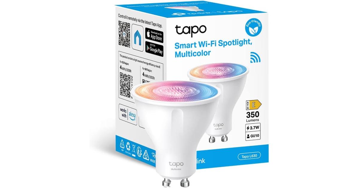TP-Link Tapo L630 Smart Led Bulbs GU10 Wi-Fi Multicolour LED Spotlight Bulbs Dimmable White Tunable RGB Remote Control Works with Alexa & Google Home No hub required