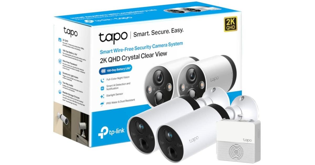 TP-Link Tapo C420S2 2K QHD Outdoor Wireless Security Camera System Up to 180 Day Battery Color Night Vision w/Starlight Sensor works w/Alexa & Google Home