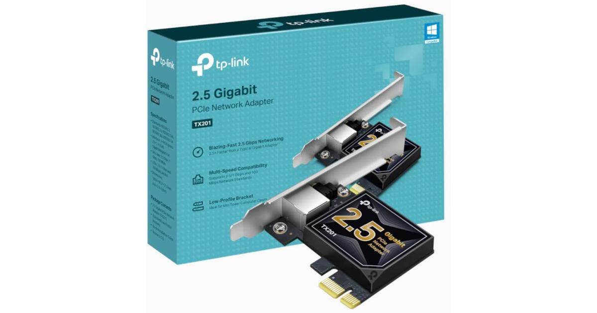 TP-Link TX201 2.5GB PCIe Network Card PCIe to 2.5 Gigabit Ethernet Network Adapter Supports Windows 11/10/8.1/8/7, Win Server 2022/2019/2016, Linux