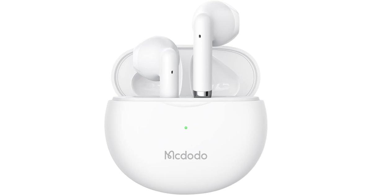 سماعة رأس لاسلكية Mcdodo Hp-8030 TWS Bluetooth 5.0 تدعم الشحن اللاسلكي (أبيض)