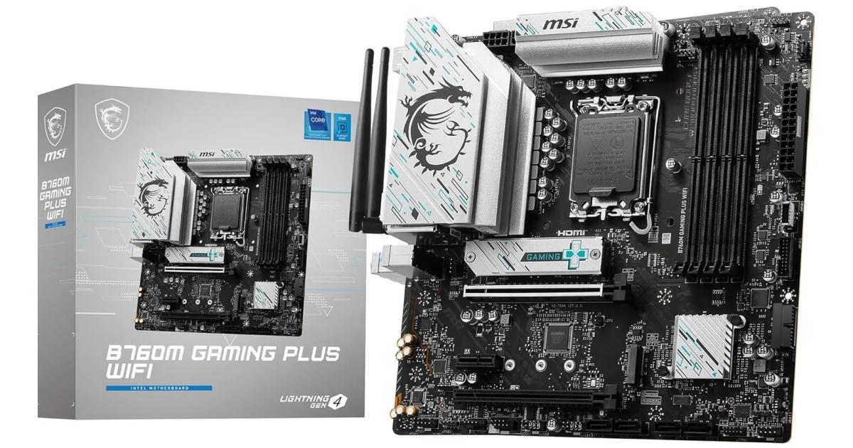 MSI B760M GAMING PLUS WIFI 6E mATX Supports 14th/13th/12th DDR5 PCIe 4.0 2x M.2 Gen 4 2.5G LAN - Black