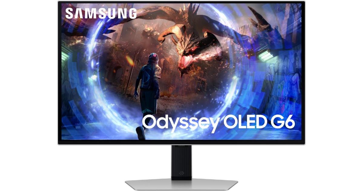 SAMSUNG Odyssey G6 (G60SF) 27" OLED 2K QHD 500hz 0.03ms HDR10+ G-Sync Compatible Anti-Glare Sleek Metal HDMI 2.1 w/ Adjustable Stand