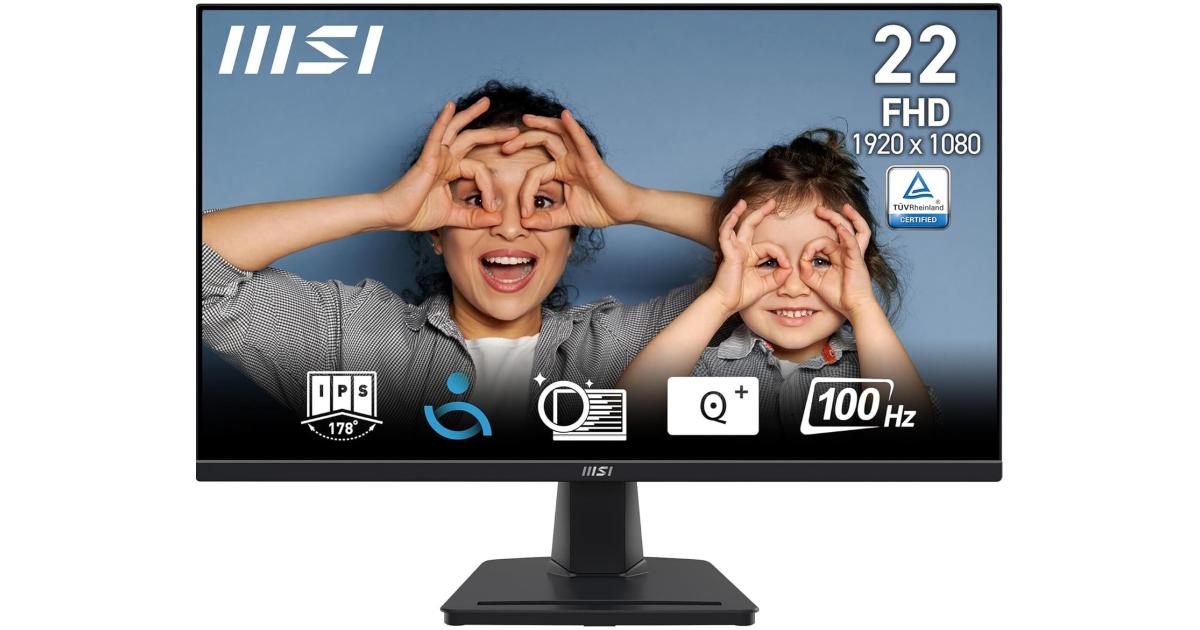 MSI PRO MP225 22" Full HD 100Hz 1ms EyesErgo Anti-Flicker Less Blue Light w/ HDMI & VGA Interface - Black