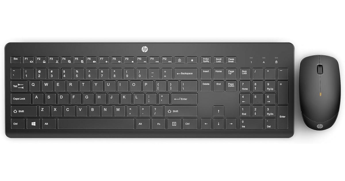 كيبورد HP 235 Wireless Mouse and Combo 2.4GHz Long Battery Life Durable & Low-Noise Design Windows & Mac OS Adjustable 1600 DPI Arabic / English Layout - Black