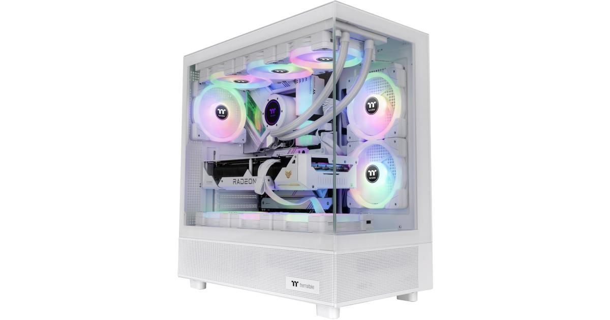 Thermaltake View 270 TG Preinstalled 1x CT140 ARGB Fans Mid Tower 360MM Radiator Support with Tempered Glass on Front and Side - White
