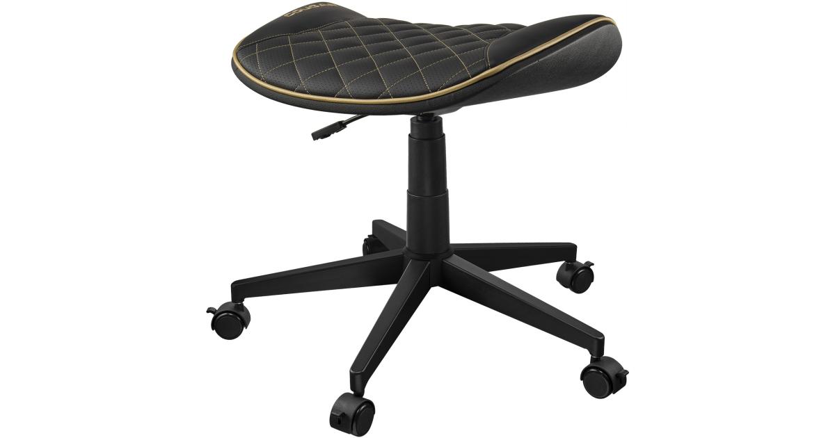 Cougar CROSSER Multi-Use Gaming Stool Scalloped Seat PVC Synthetic Leather Upholstery Adjustable Height Base with 5 Wheels Up to 120 kg Weight Support, Balck-Gold