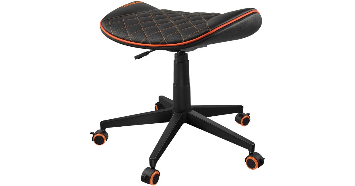 Cougar CROSSER Multi-Use Gaming Stool Scalloped Seat PVC Synthetic Leather Upholstery Adjustable Height Base with 5 Wheels Up to 120 kg Weight Support, Balck-Orange