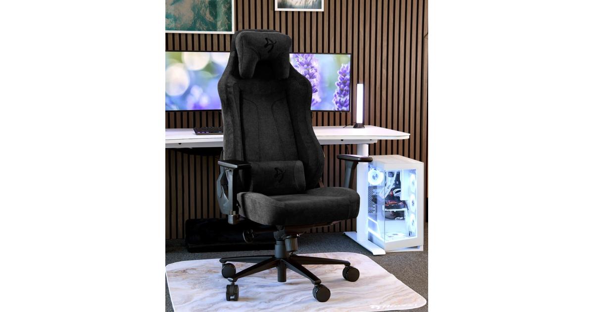 Arozzi Vernazza Soft Fabric Gaming Chair Multi-Dimensional Armrests Rocking & Lock-Tilt Function Adjustable Height & Backrest 3D Armrests - Pure Black