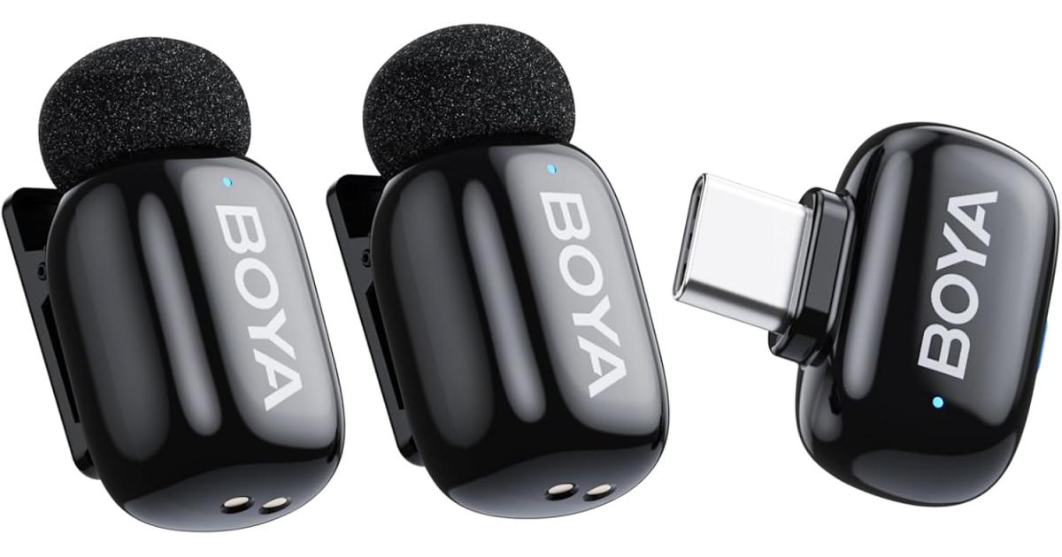 BOYA Mini-23 Wireless Lavalier Microphone for Android/iPhone 15/16,USB-C Plug & Play, 328ft 6H Battery, 3-Level AI Noise Reduction,AI Voice Changer for YouTube/TikTok/Recording (2TX+1RX,No Charging Case)