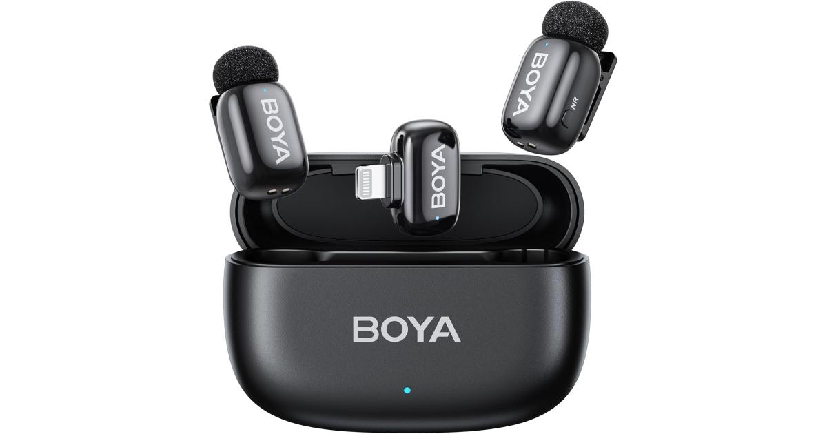 BOYA Mini-15 Wireless Microphone for iPhone with MFi Certified Ligntning Interface,Noise Cancellation, 30H Battery Life with Charging Case,AI Voice Changer for Video Recording, Live Streaming, Interviews