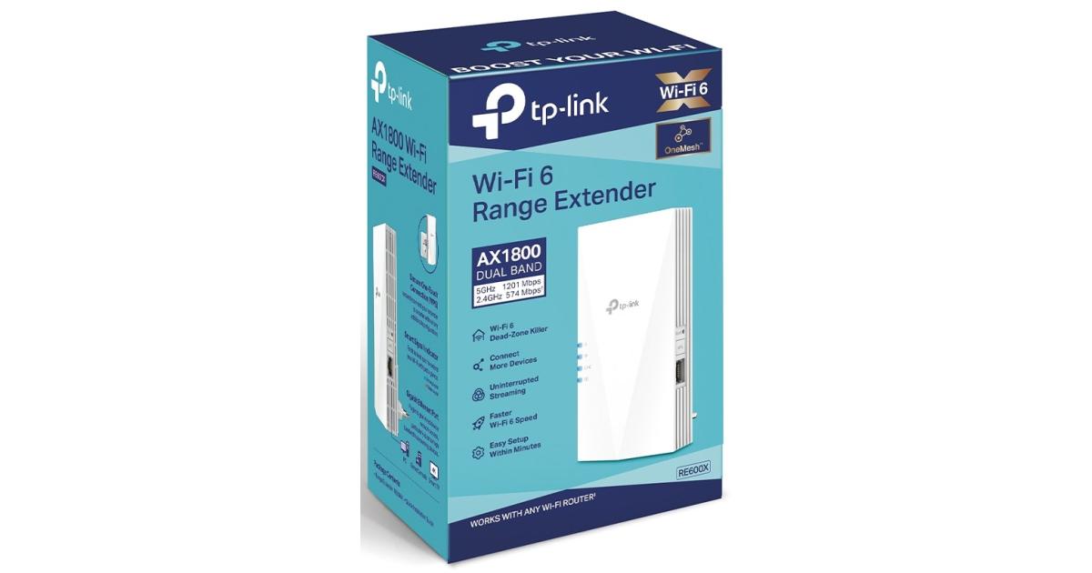 TP-Link RE600X WiFi 6 AX1800 Extender Internet Booster, Covers up to 1500 sq.ft and 30 Devices, Dual Band Wireless Signal Booster Repeater, Gigabit Ethernet Port, AP Mode, OneMesh Compatible