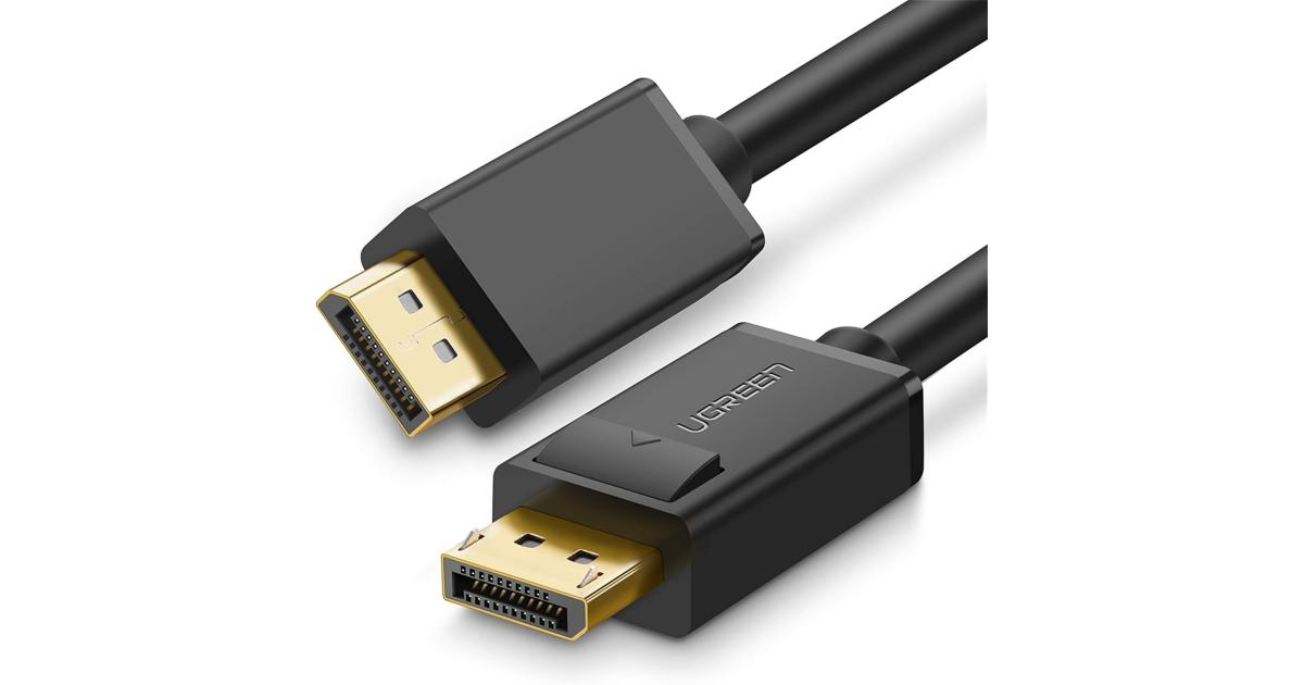 شاشة UGREEN DisplayPort Cable to DisplayPort, 4K 60Hz, 2K 144Hz, DP Cable 1.2 Male to Male Supports Graphics Card, PC, TV, Projector, etc, 5 Meters Cable Length, Black