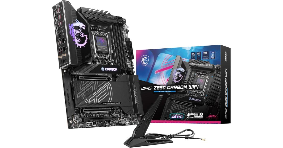 لوحة أم (Motherboard) MSI MPG Z890 Carbon Wi-Fi LGA 1851 ATX , Intel Z890 Chipset, 4x DDR5 UDIMM Slots, Up to 256GB Max Memory, Wi-Fi 7 & BT 5.4, 3x PCI-e x16 Slots, 5x M.2 Slots